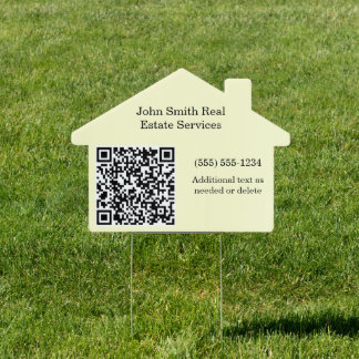Business Double Sided QR Code Custom House Shape Sign