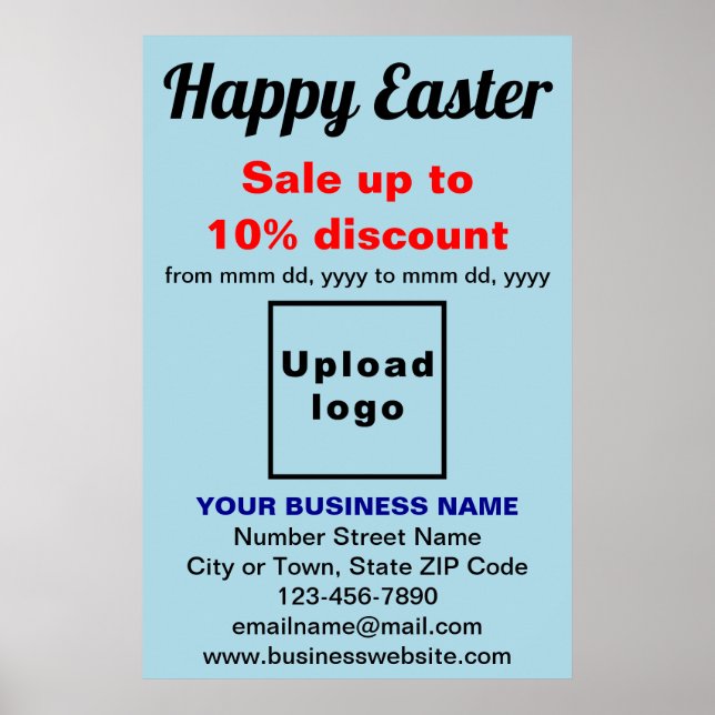 Business Easter Holiday Sale Light Blue Poster (Front)