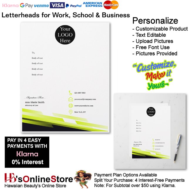 Business Electric Lime Logo Company Name Signature Letterhead (Business Electric Lime Logo Company Name Signature Letterhead.)