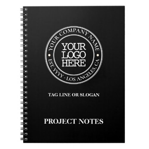 Business Elegant Black White Medallion Add Logo Notebook