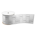 Business Elegant Custom Simple White Logo Photo Satin Ribbon