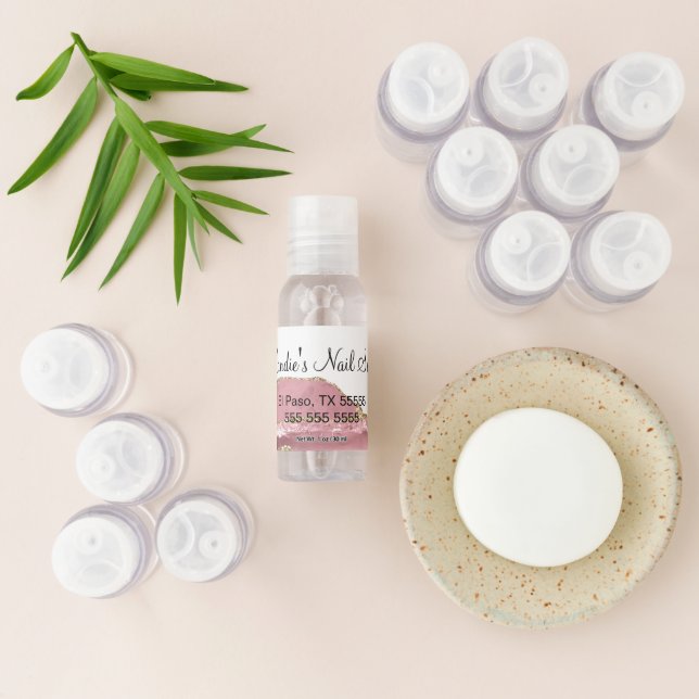 Business elegant typography rose quartz  agate hand sanitizer (Laydown)