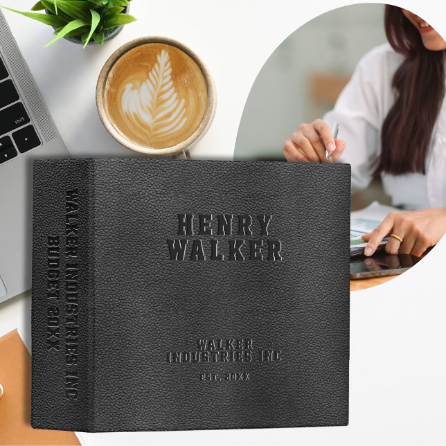 Business Embossed Black Vegan Leather Budget 3 Ring Binder (Creator Uploaded)