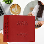 Business Embossed Red Vegan Leather Budget 3 Ring Binder<br><div class="desc">Customize and personalize this elegant red faux vegan leather binder. Design created with 3 layers of typography in different shades to simulate the embossed look. 

A fabulous desk accessory for your business,  home or school office. Sophisticated,  stylish and eye-catching binder for your board meetings,  budget meetings,  and more.</div>