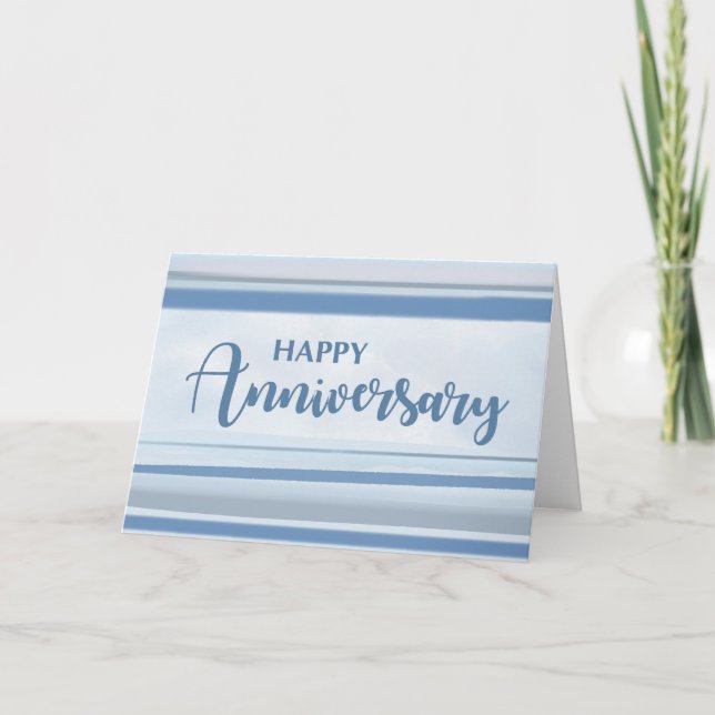 Business Employee Anniversary Blue Gray Watercolor Card (Front)