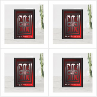 Business Employee Anniversary Cards Red and Black