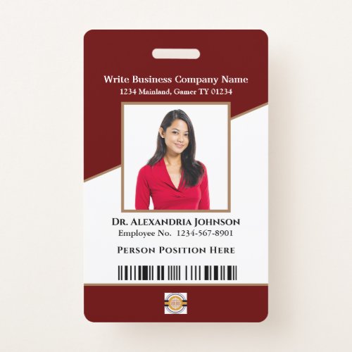 Business Employee Bar Code Logo ID Identification  Badge