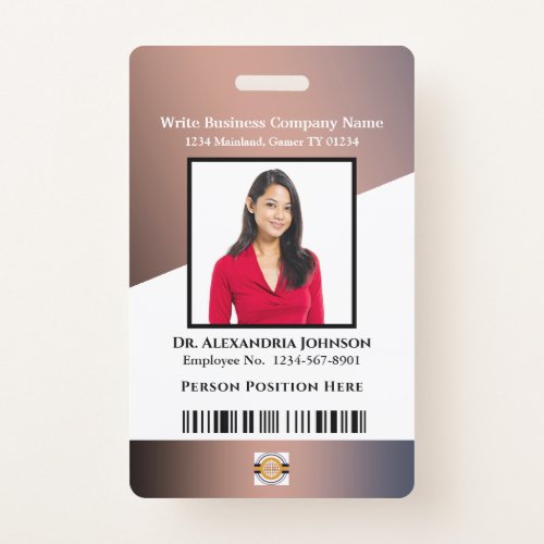 Business Employee Bar Code Logo ID Identification Badge