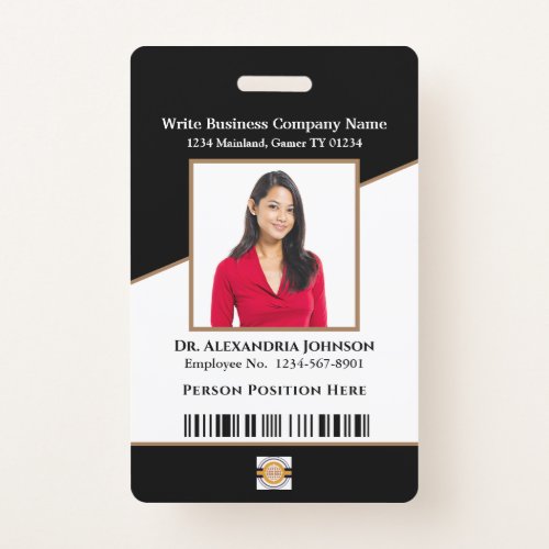 Business Employee Bar Code Logo ID Identification Badge