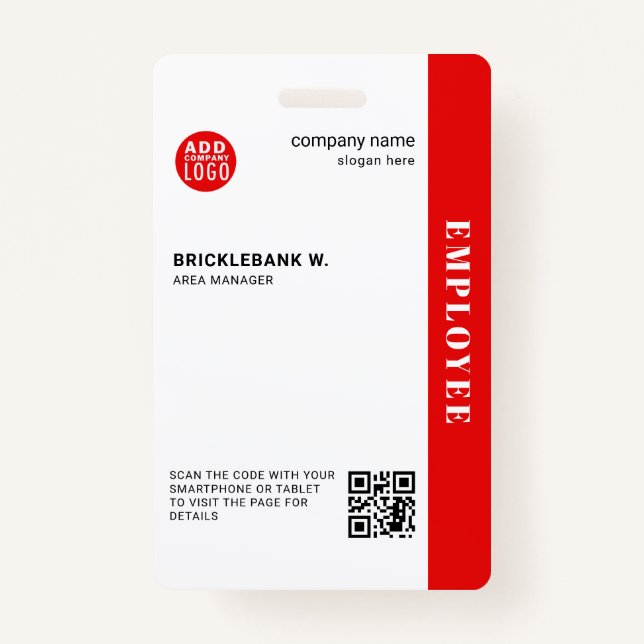 Business Employee Corporate ID Custom QR Code Badge (Front)