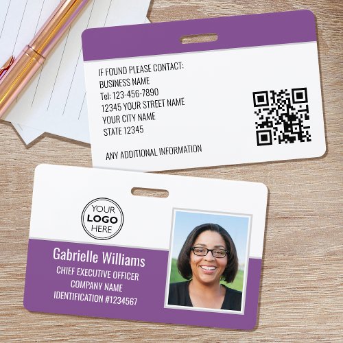 Business Employee ID Photo Security Purple Badge