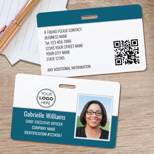 Business Employee ID Photo Security Teal Badge