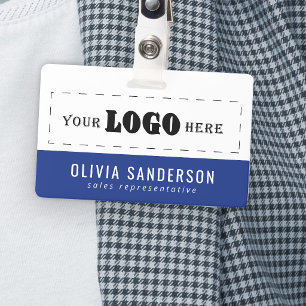 Business employee job title company logo blue ID Badge