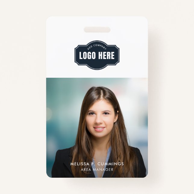 Business Employee Photo ID with QR Code Custom Badge (Front)