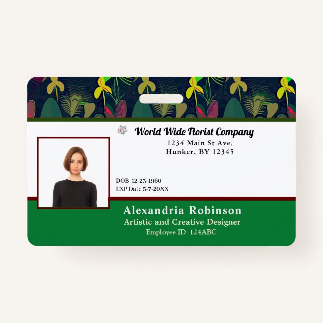 Business Employee Photo Logo Personalize Badge (Front)