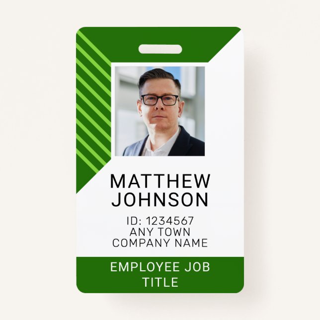 Business Employee Photo Name Template ID Badge (Front)