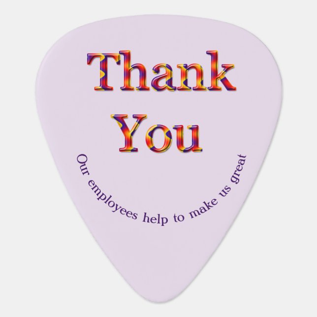 Business Employee Thank You Appreciation Smile Guitar Pick (Front)