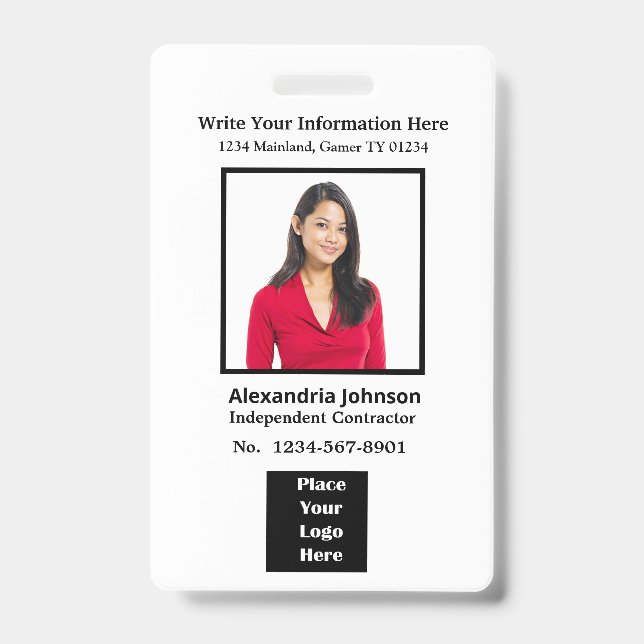 Business Employees Logo ID Identification Card Badge (Front)