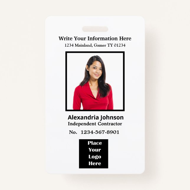 Business Employees Logo ID Identification Card Badge (Front)