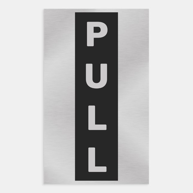 Business Entrance Exit Pull Door Rectangular Sticker (black and silver pull sticker)