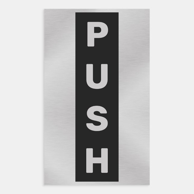 Business Entrance Exit Push Door Rectangular Sticker (black and silver push sticker)