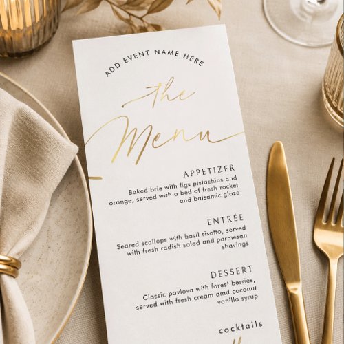 Business Event Gold Effect Script Company Dinner Menu