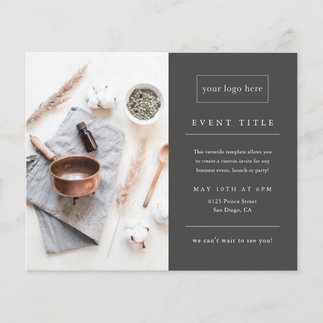 Business Event Grey Minimalist Professional Photo Flyer (Front)