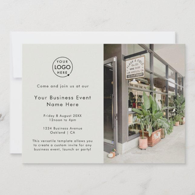 Business Event Invitation | 5x7 Photo Logo Gray (Front)
