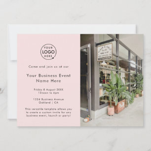 Business Event Invitation 5x7 Photo Logo Pink