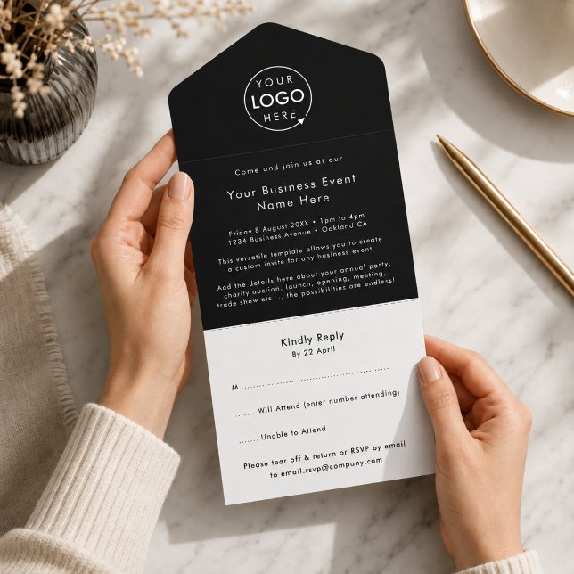 Business Event Invitation | RSVP All-in-One Invite (Custom business event invitation with tear off RSVP card for easy guest response tracking)