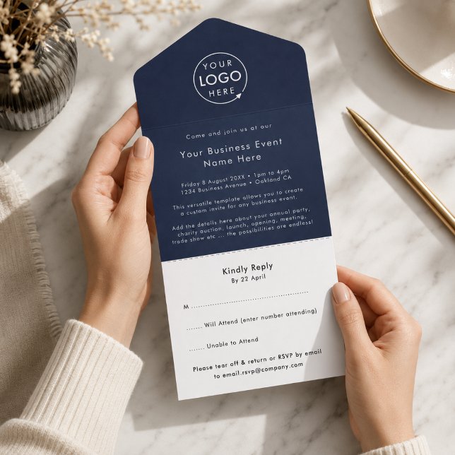 Business Event Invitation | RSVP All-in-One Invite (Custom business event invitation with tear off RSVP card for easy guest response tracking)