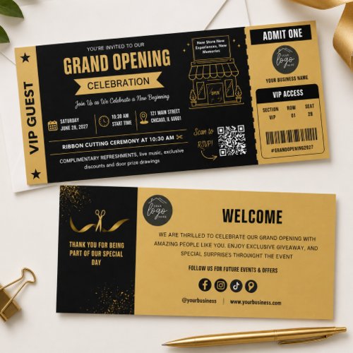 Business Event Logo Grand Opening Admission Pass Raffle Tickets