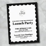 Business Event Logo Launch Party Postcard<br><div class="desc">A fun but simple invitation for a business grand opening or a brand or product launch party event. Add your own logo to the top to give it your branding, and you can change out all of the element colors to match your brand colors. You can even change the scallop...</div>