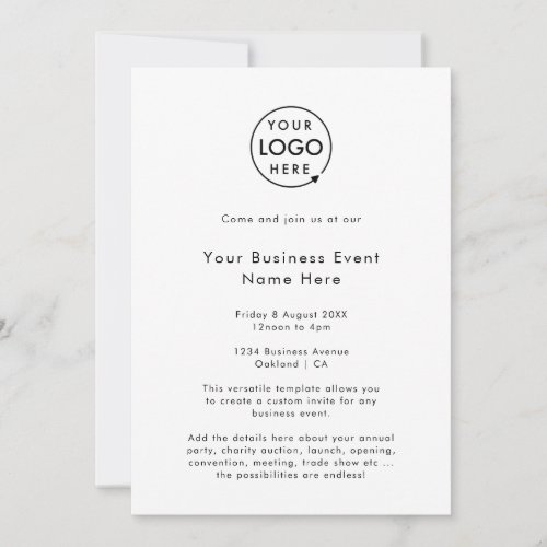 Business Event  Minimalist Clean Simple White Invitation