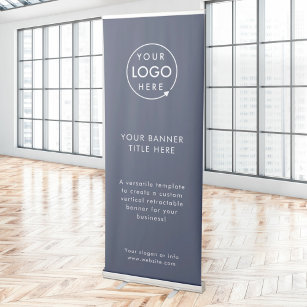 Business Event   Navy Blue Modern Minimalist Logo Retractable Banner