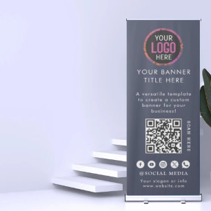 Business Event   Navy Blue Modern Minimalist Logo  Retractable Banner