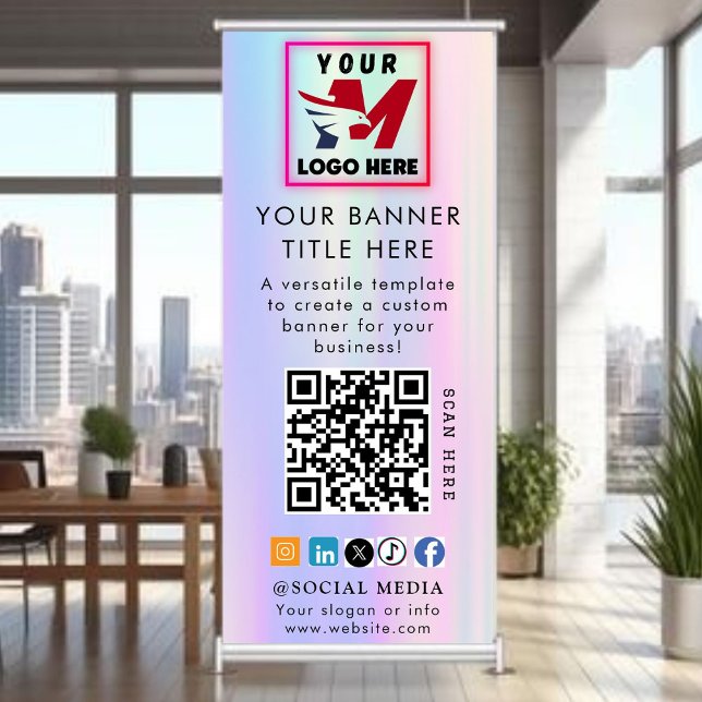 Business Event | Navy Blue Modern Minimalist Logo  Retractable Banner (Creator Uploaded)