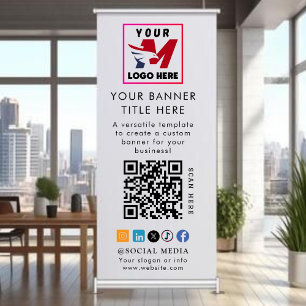 Business Event   Navy Blue Modern Minimalist Logo  Retractable Banner