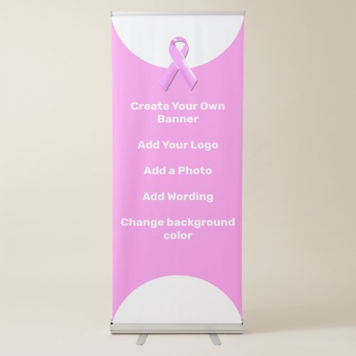 Business event pink ribbon breast cancer awareness retractable banner