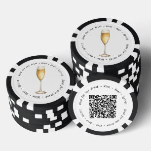 Business Event QR Code Champagne Drink Voucher Poker Chips