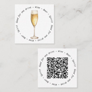 Business Event QR Code Champagne Drink Voucher Square Business Card