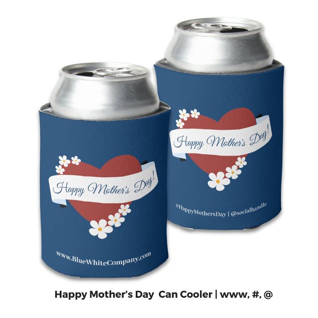 Business Event Red Heart Happy Mother's Day Can Cooler (Business Event Red Heart Happy Mother's Day Can Cooler, www, #, @)
