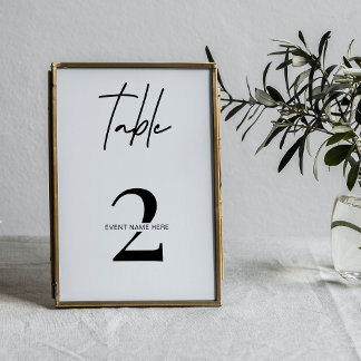 Business Event Simple Black & White Table Number