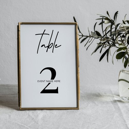 Business Event Simple Black  White Table Number