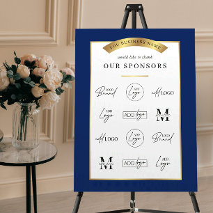 Business Event Sponsor Logos Navy & Gold Sign