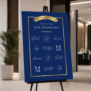 Business Event Sponsors Logos Navy & Gold Sign