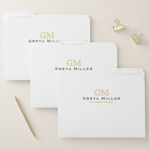 Business Executive Elegant Gold Monogram  File Folder