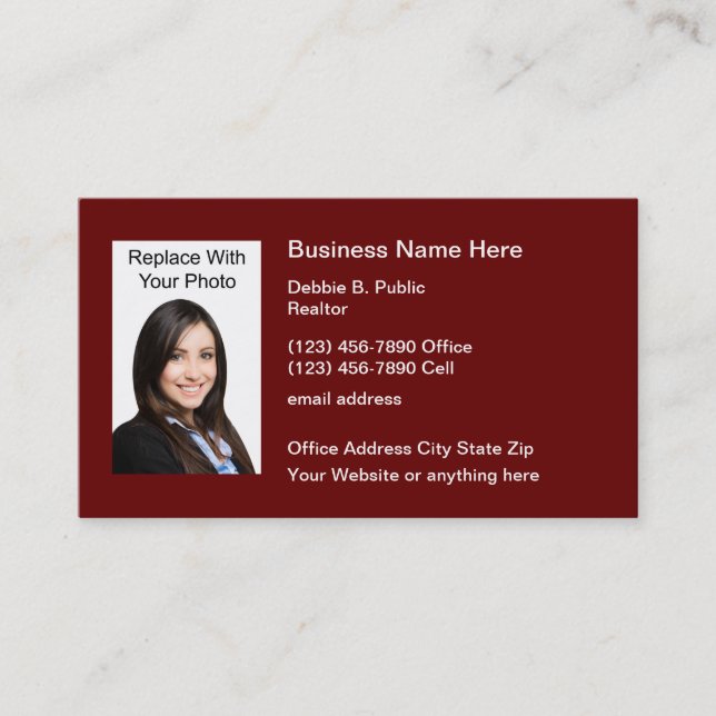 Business Executive Photo Template Business Card (Front)