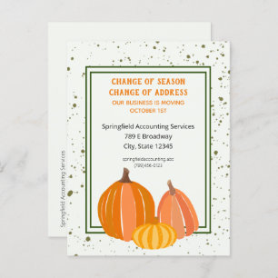 Business Fall Pumpkin Change of Address Announcement Postcard