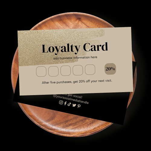 Business Faux Gold Brush Loyalty Cards
